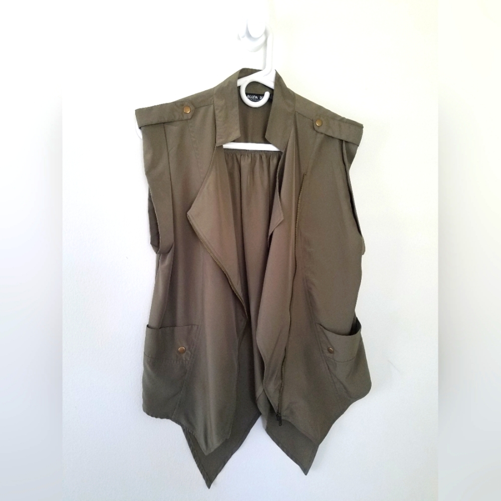NWOT Allen B By Allen Schwartz Military Inspired Asymmetrical Zip Up Ves…